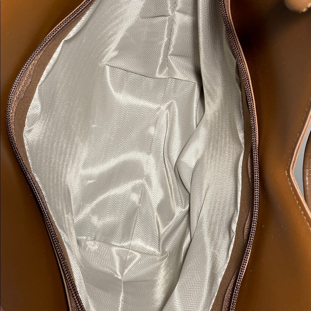 Classic Geometric Pattern Tote Purse Bag Trendy Shoulder Bag Brown Scarf Decor - Picture 7 of 9